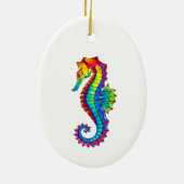 Rainbow Polygonal Seahorse Keramisch Ornament (Achterkant)