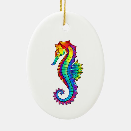 Rainbow Polygonal Seahorse Keramisch Ornament (Achterkant)