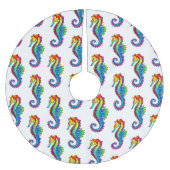 Rainbow Polygonal Seahorse Kerstboom Rok (Voorkant)