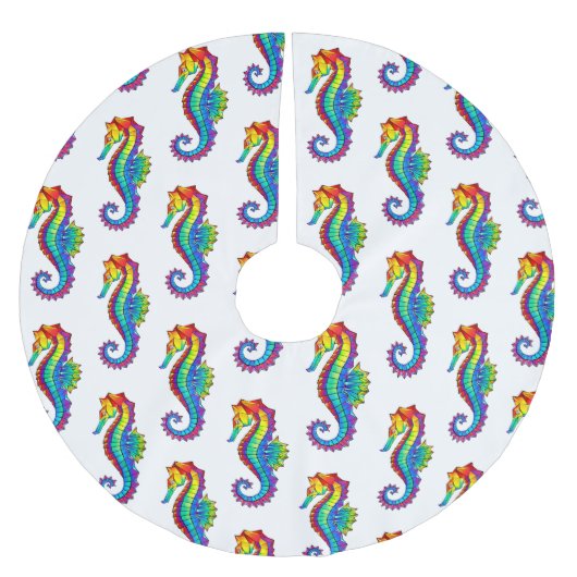 Rainbow Polygonal Seahorse Kerstboom Rok (Voorkant)
