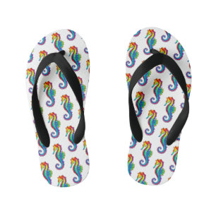 Rainbow Polygonal Seahorse Kinder Teenslippers