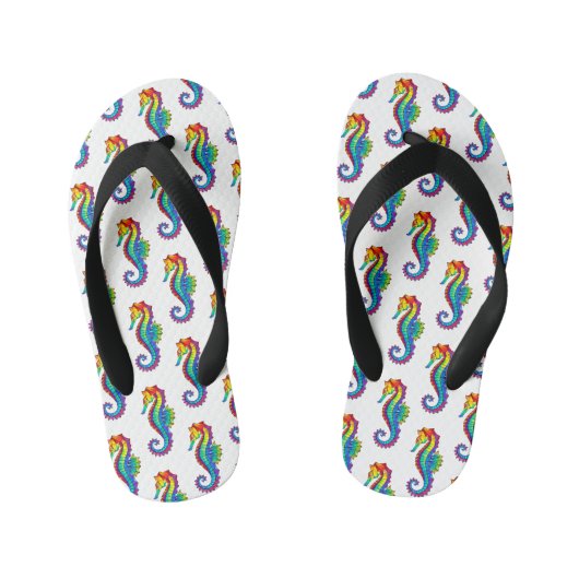 Rainbow Polygonal Seahorse Kinder Teenslippers (Voetbed)