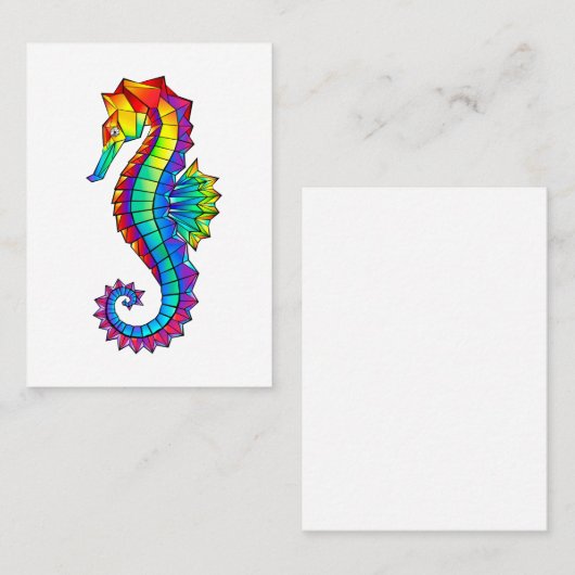 Rainbow Polygonal Seahorse Kortingskaartje (Voorkant / Achterkant)