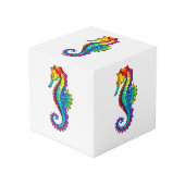 Rainbow Polygonal Seahorse Kubus (Voorkant hoekig)