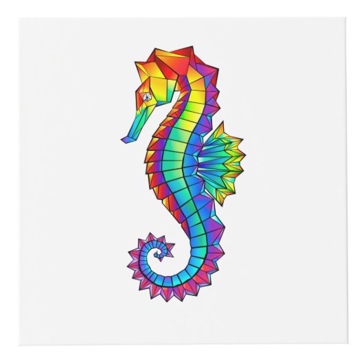 Rainbow Polygonal Seahorse Kubus (Voorkant)