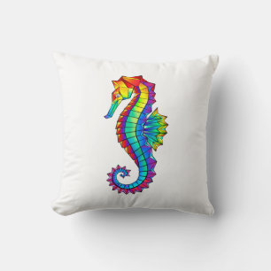 Rainbow Polygonal Seahorse Kussen