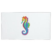 Rainbow Polygonal Seahorse Kussensloop (Voorkant-Links)
