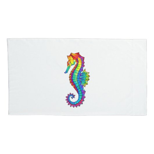 Rainbow Polygonal Seahorse Kussensloop (Achterkant-Rechts)
