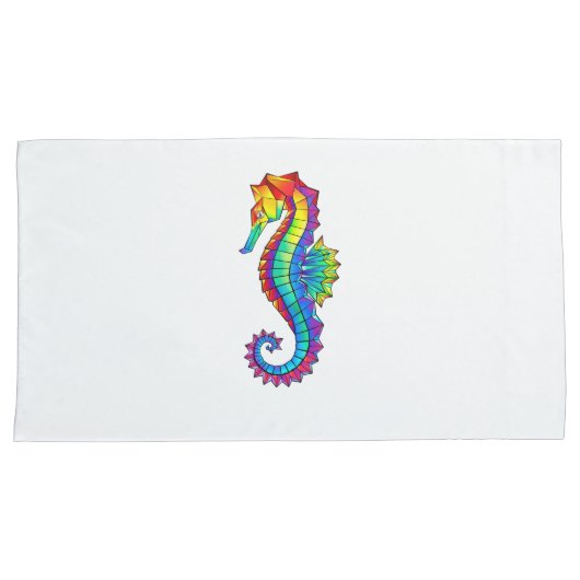 Rainbow Polygonal Seahorse Kussensloop (Voorkant-Rechts)