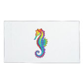 Rainbow Polygonal Seahorse Kussensloop (Achterkant-Links)