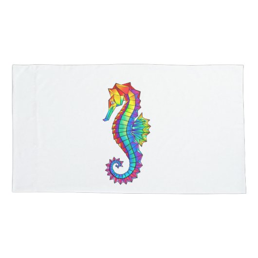 Rainbow Polygonal Seahorse Kussensloop (Achterkant)