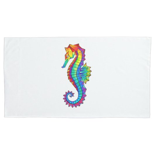 Rainbow Polygonal Seahorse Kussensloop (Voorkant)