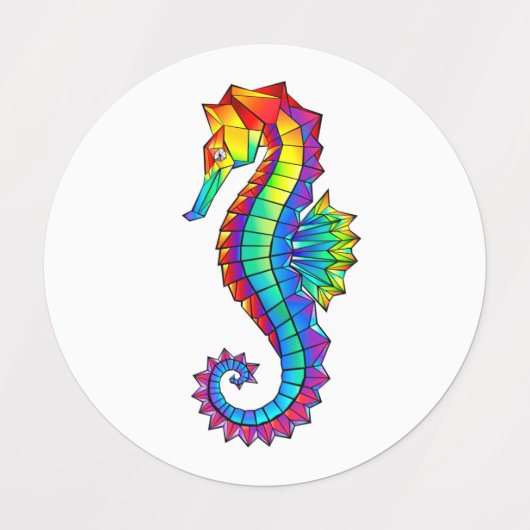 Rainbow Polygonal Seahorse Labels (Design 2)
