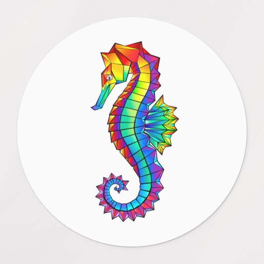 Rainbow Polygonal Seahorse Labels (Design 2)