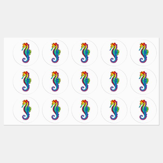 Rainbow Polygonal Seahorse Labels (Vel)