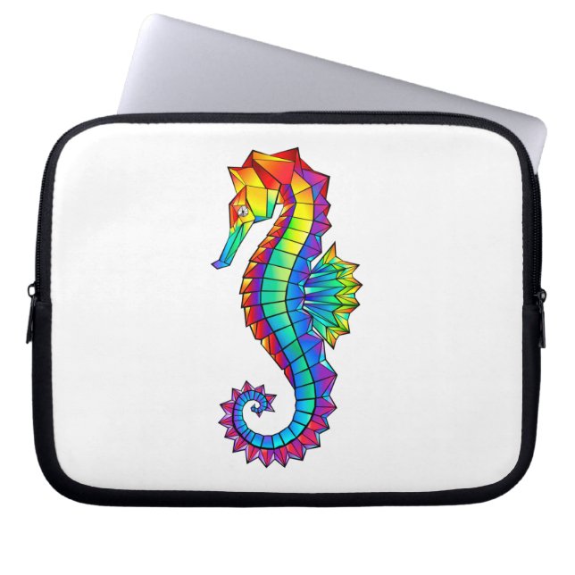 Rainbow Polygonal Seahorse Laptop Sleeve (Voorkant)