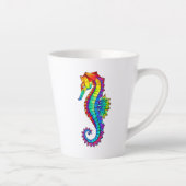 Rainbow Polygonal Seahorse Latte Mok (Rechts)