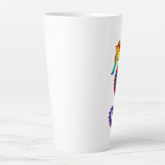 Rainbow Polygonal Seahorse Latte Mok (Voorkant)