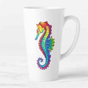 Rainbow Polygonal Seahorse Latte Mok