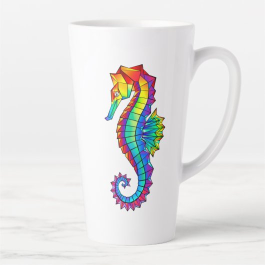 Rainbow Polygonal Seahorse Latte Mok (Rechts)