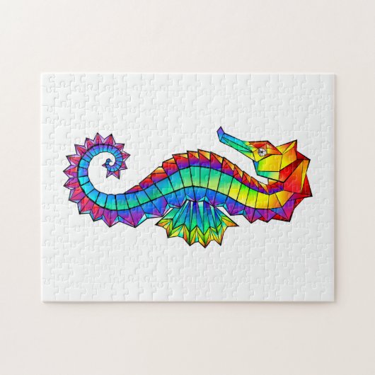 Rainbow Polygonal Seahorse Legpuzzel (Horizontaal)