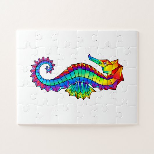 Rainbow Polygonal Seahorse Legpuzzel (Horizontaal)