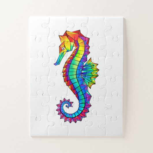 Rainbow Polygonal Seahorse Legpuzzel (Verticaal)