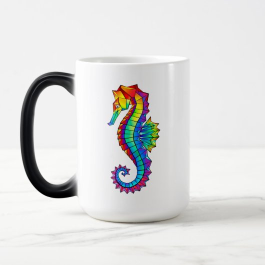Rainbow Polygonal Seahorse Magische Mok (Links)