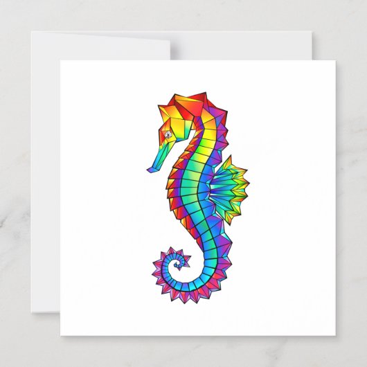 Rainbow Polygonal Seahorse Magnetische Uitnodiging (Voorkant)