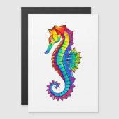 Rainbow Polygonal Seahorse Magnetische Uitnodiging (Voorkant / Achterkant)