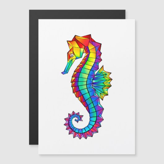 Rainbow Polygonal Seahorse Magnetische Uitnodiging (Voorkant / Achterkant)