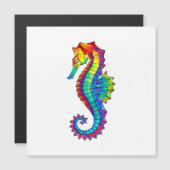 Rainbow Polygonal Seahorse Magnetische Uitnodiging (Voorkant / Achterkant)