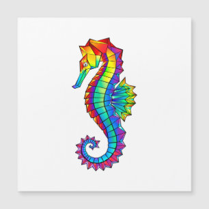 Rainbow Polygonal Seahorse Magnetische Uitnodiging