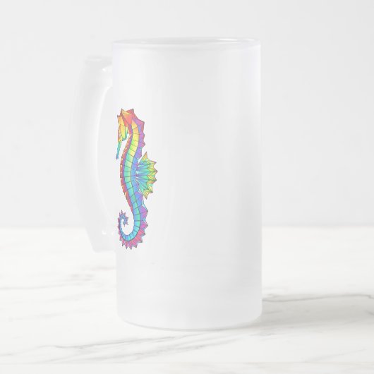 Rainbow Polygonal Seahorse Matglas Bierpul (Voorkant links)