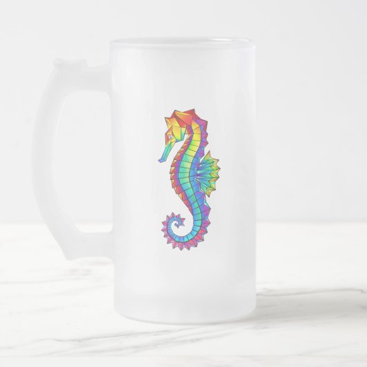 Rainbow Polygonal Seahorse Matglas Bierpul (Links)