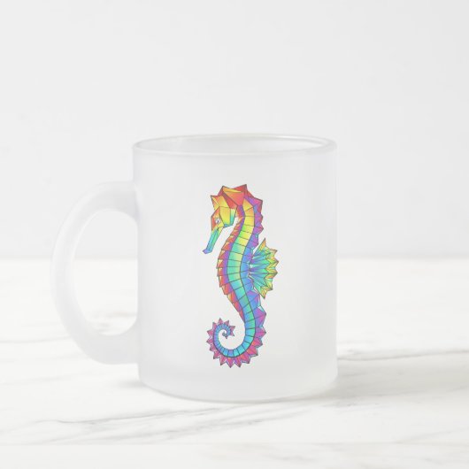 Rainbow Polygonal Seahorse Matglas Koffiemok (Links)
