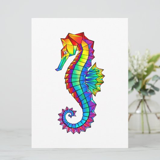 Rainbow Polygonal Seahorse Menu (Staand voorkant)