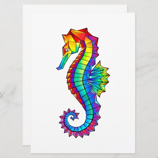 Rainbow Polygonal Seahorse Menu (Voorkant / Achterkant)