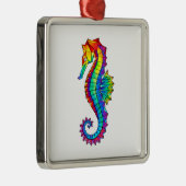 Rainbow Polygonal Seahorse Metalen Ornament (Rechts)