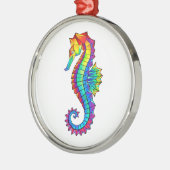 Rainbow Polygonal Seahorse Metalen Ornament (Links)