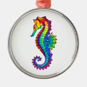 Rainbow Polygonal Seahorse Metalen Ornament (Voorkant)