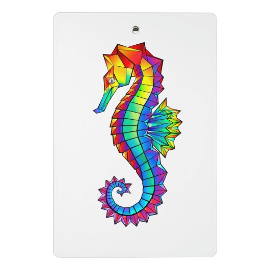 Rainbow Polygonal Seahorse Mini Klembord (Achterkant)