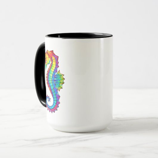 Rainbow Polygonal Seahorse Mok (Voorkant links)