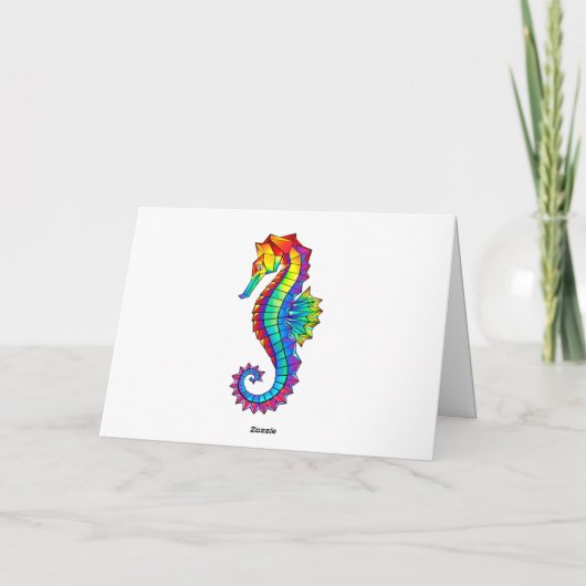 Rainbow Polygonal Seahorse Notitiekaartje (Achterkant)