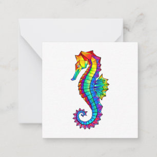 Rainbow Polygonal Seahorse Notitiekaartje
