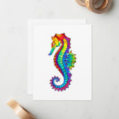 Rainbow Polygonal Seahorse Notitiekaartje (Voorkant / Achterkant in situ)
