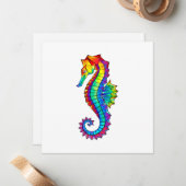 Rainbow Polygonal Seahorse Notitiekaartje (Voorkant / Achterkant in situ)