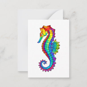 Rainbow Polygonal Seahorse Notitiekaartje