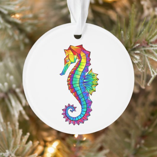 Rainbow Polygonal Seahorse Ornament (Boom)