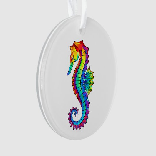 Rainbow Polygonal Seahorse Ornament (voorkant)
